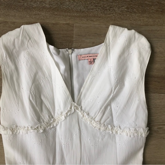 Philip Decaprio White Eyelet Sleeveless Dress, Size 2 - Picture 2 of 10